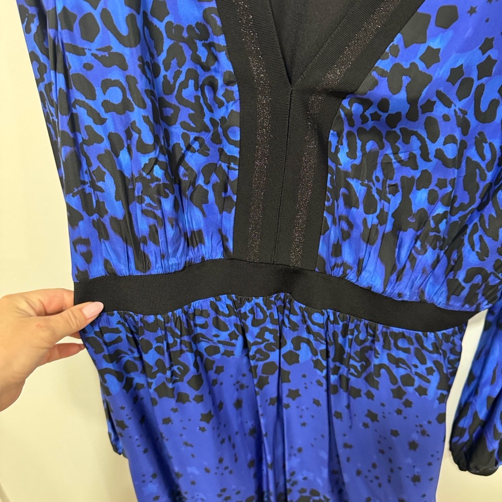 Blue Printed V-Neck Midi Dress TED BAKER MARYEMA 12 Large - Picture 5 of 12